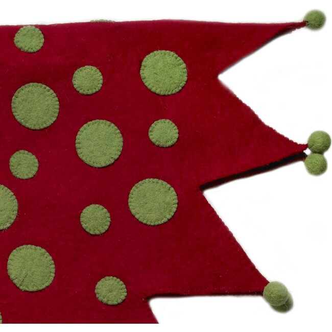 Handmade Felt Christmas Tree Skirt - Jester in Red and Green - 60" - Tree Skirts - 2