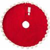 Mini Christmas Tree Skirt - Pom Poms on Red - in Hand Felted Wool - 26" - Tree Skirts - 3 - thumbnail