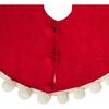 Mini Christmas Tree Skirt - Pom Poms on Red - in Hand Felted Wool - 26" - Tree Skirts - 4 - thumbnail