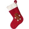 Gingerbread Boy on Red Christmas Stocking in Hand Felted Wool - Stockings - 1 - thumbnail
