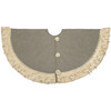 Handmade Christmas Tree Skirt in Recycled Wool - Gray with Fringe Border - 60" - Tree Skirts - 1 - thumbnail