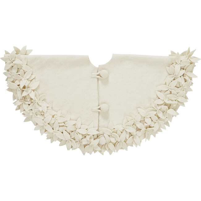 Handmade Felt Mini Christmas Tree Skirt - Cream Overlapping Flowers - 26" - Tree Skirts - 1