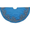 Imperial Blue Hand Beaded Christmas Tree Skirt on Blue Silk - Tree Skirts - 1 - thumbnail