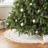 Handmade Christmas Tree Skirt in Recycled Wool - Cream with Fringe Border - 60" - Tree Skirts - 2 - thumbnail