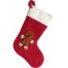 Gingerbread Boy on Red Christmas Stocking in Hand Felted Wool - Stockings - 2 - thumbnail
