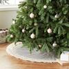 Handmade Christmas Tree Skirt in Recycled Wool - Gray with Fringe Border - 60" - Tree Skirts - 2