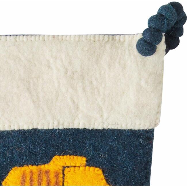 Trucks on Navy Christmas Stocking in Hand Felted Wool - Stockings - 4