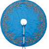 Imperial Blue Hand Beaded Christmas Tree Skirt on Blue Silk - Tree Skirts - 2 - thumbnail