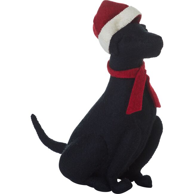Christmas Tree Topper in Hand Felted Wool, Black Lab with Santa Hat - Tree Toppers - 4