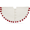 Red Pom Poms on Cream Handmade Felt Christmas Tree Skirt - - 63" - Tree Skirts - 1 - thumbnail