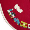 60" Handmade Christmas Tree Skirt in Felt - Toy Train on Red - Tree Skirts - 3 - thumbnail