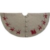 Reindeer tree skirt- grey with red reindeer and cream whip stitch-72" - Tree Skirts - 1 - thumbnail