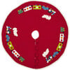 60" Handmade Christmas Tree Skirt in Felt - Toy Train on Red - Tree Skirts - 4 - thumbnail