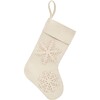Cream Tacked Snowflake Christmas Stocking in Wool - Stockings - 1 - thumbnail