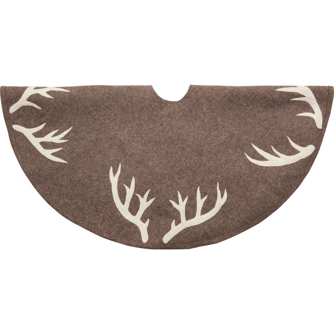 Handmade Felt Christmas Tree Skirt -Antlers on Gray