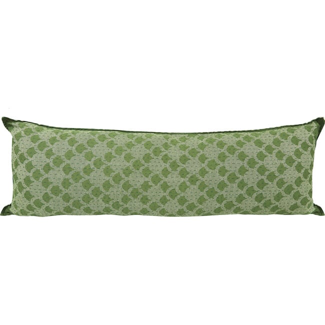 Cotton Lumbar Pillow, Green Ginkgo - Accents - 1