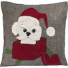 Hand Felted Wool Christmas Pillow - Dog in Box - 20" - Accents - 1 - thumbnail