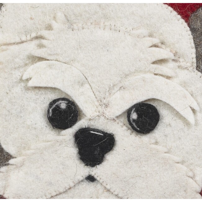 Hand Felted Wool Christmas Pillow - Dog in Box - 20"