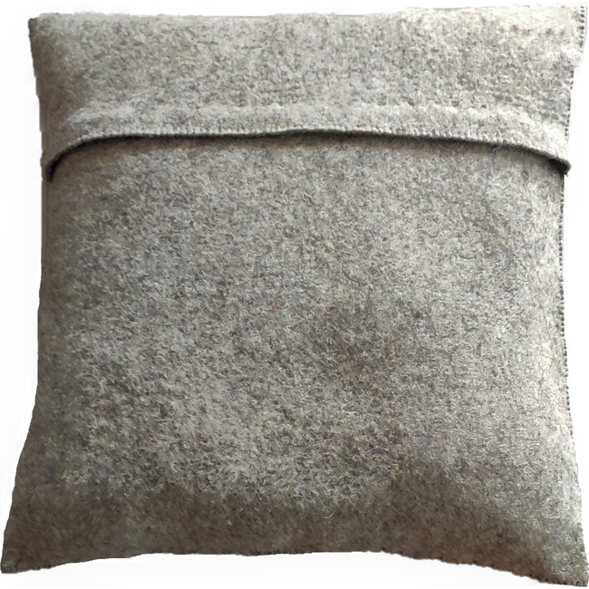 Hand Felted Wool Christmas Pillow - JOY Wreath in Natural Gray - 20"