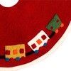 26" Mini Christmas Tree Skirt - Train on Red - in Hand Felted Wool - Tree Skirts - 4 - thumbnail