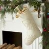 Cream Tacked Snowflake Christmas Stocking in Wool - Stockings - 2 - thumbnail
