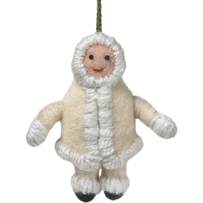 Handmade Felt Snowsuit Gal Christmas Ornament - in Cream