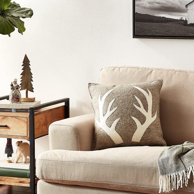 Antlers Pillow, Grey