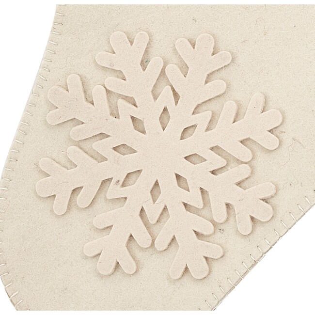 Cream Tacked Snowflake Christmas Stocking in Wool - Stockings - 3
