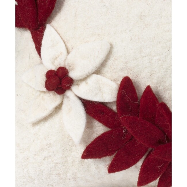 Hand Felted Wool Christmas Pillow - MERRY Wreath on Cream - 20"