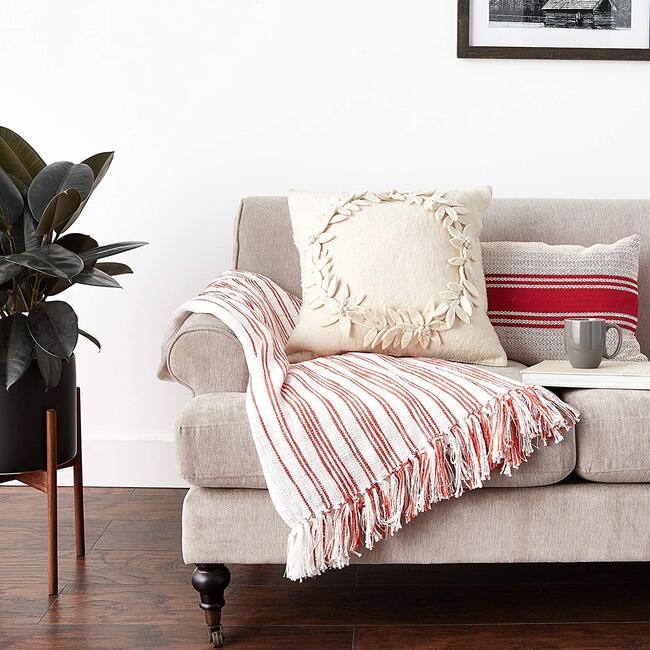 Hand Felted Wool Christmas Pillow –Cream Wreath – 20"