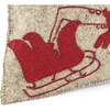 Handmade Christmas Pillow in Hand Felted Wool - Red Reindeer on Gray - 12"x24" - Decorative Pillows - 3 - thumbnail