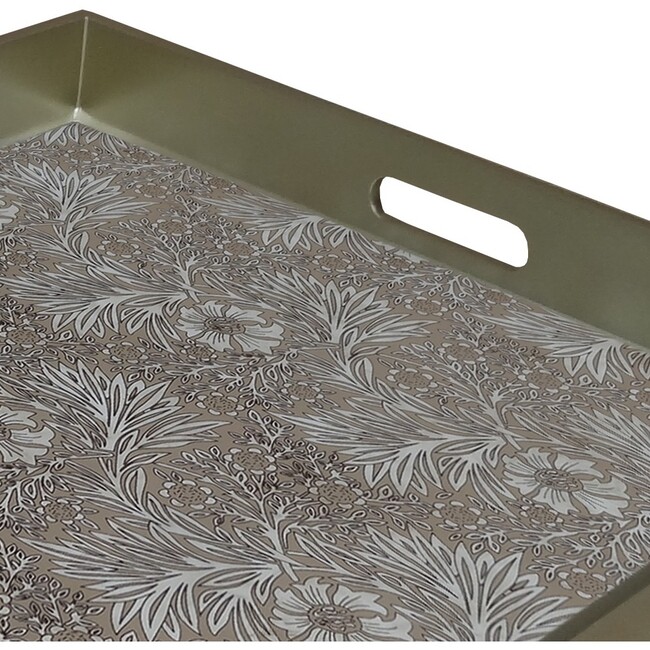 Mirror Tray With Handles, Sand Floral