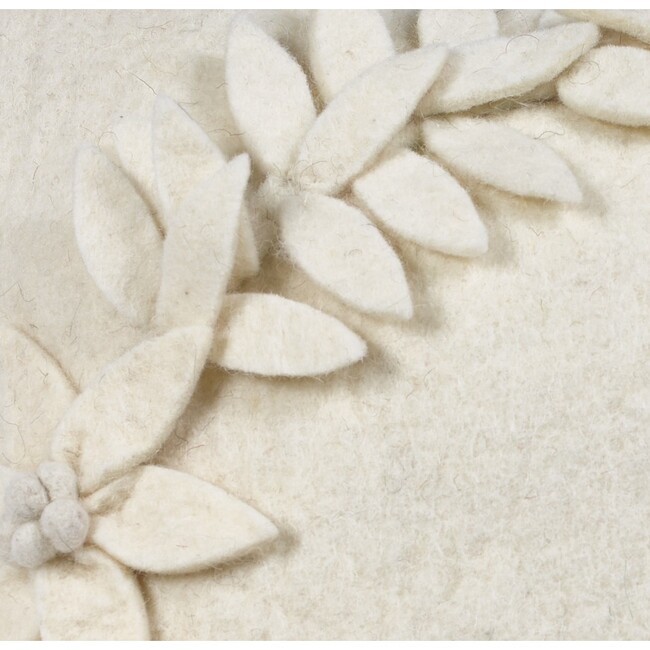 Hand Felted Wool Christmas Pillow –Cream Wreath – 20" - Accents - 5