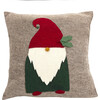 Hand Felted Wool Pillow - Gnome with Red Hat on Gray - 20" - Accents - 1 - thumbnail