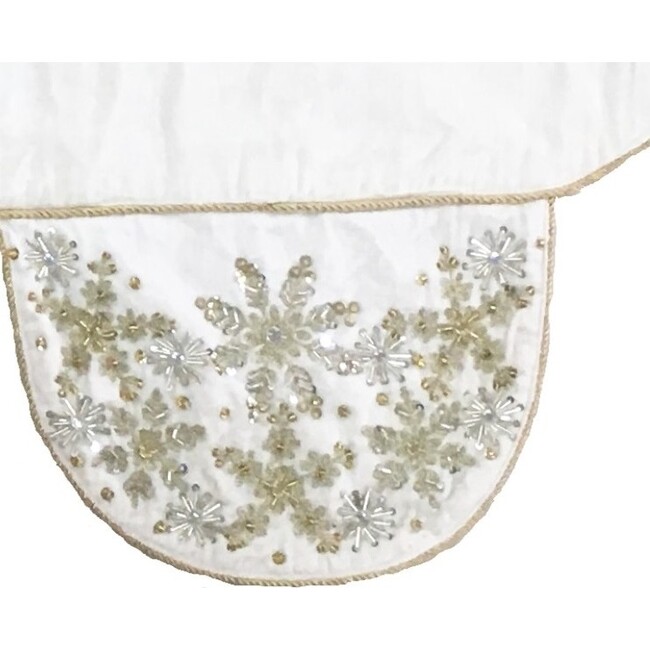 Velvet Mantle Scarf with Hand Beading, Ivory