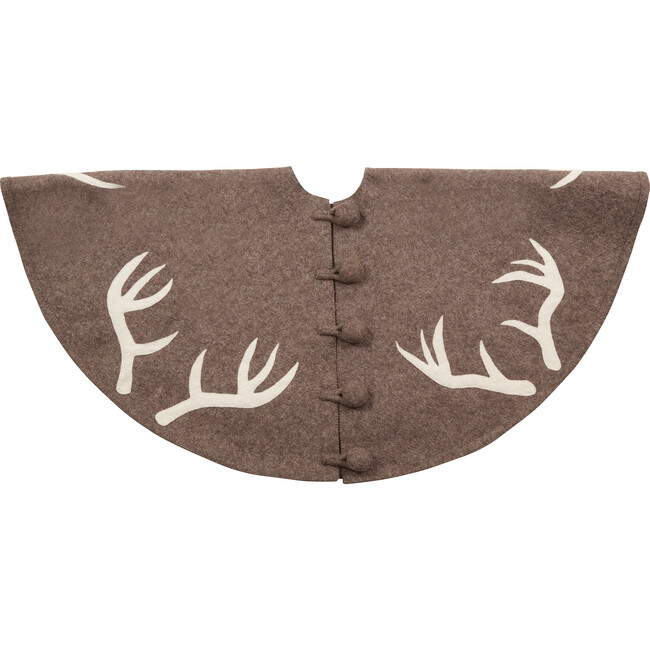 Handmade Felt Christmas Tree Skirt -Antlers on Gray