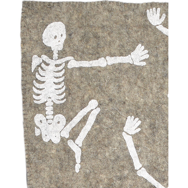 Halloween Skeleton Table Runner, White/Grey