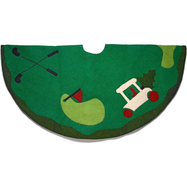 Hand Felted Wool Golf Christmas Tree Skirt, Green