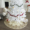 Handmade Christmas Tree Skirt - Hand Beaded Metallic Starburst on French Vanilla Silk - Tree Skirts - 3