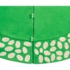 Handmade Christmas Tree Skirt in Recycled Wool - Pebble Border on Green - 60" - Tree Skirts - 2 - thumbnail