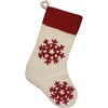 Hand Felted Wool Christmas Stocking with Red Snowflakes on Cream - Stockings - 1 - thumbnail