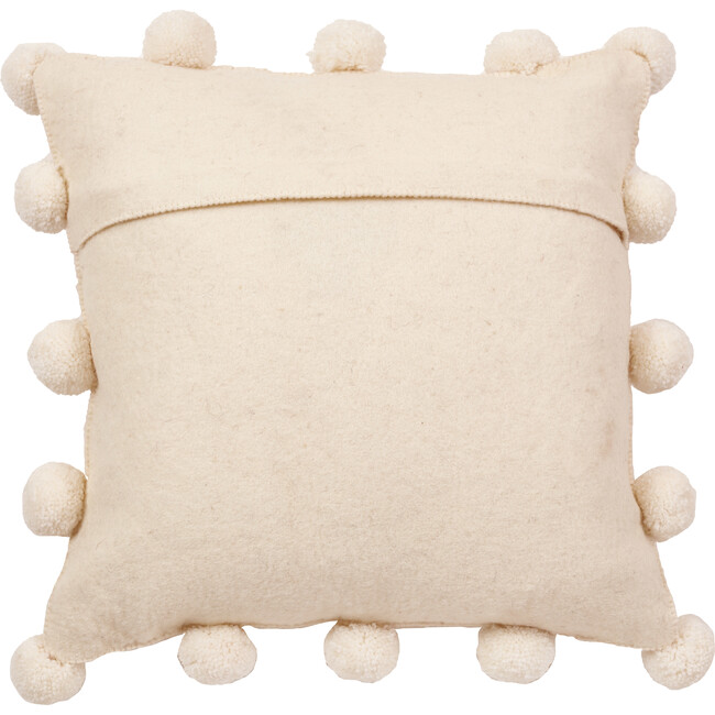 Cream Pom Poms on Cream - Hand Felted Wool Pillow - 20"