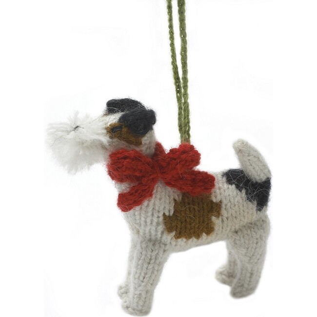 Fox Terrier Hand Knit Christmas Ornament