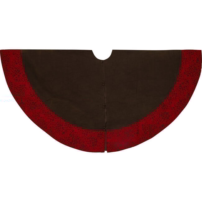 Laser Cut Border  Christmas Tree Skirt- Chocolate and Red- 60"