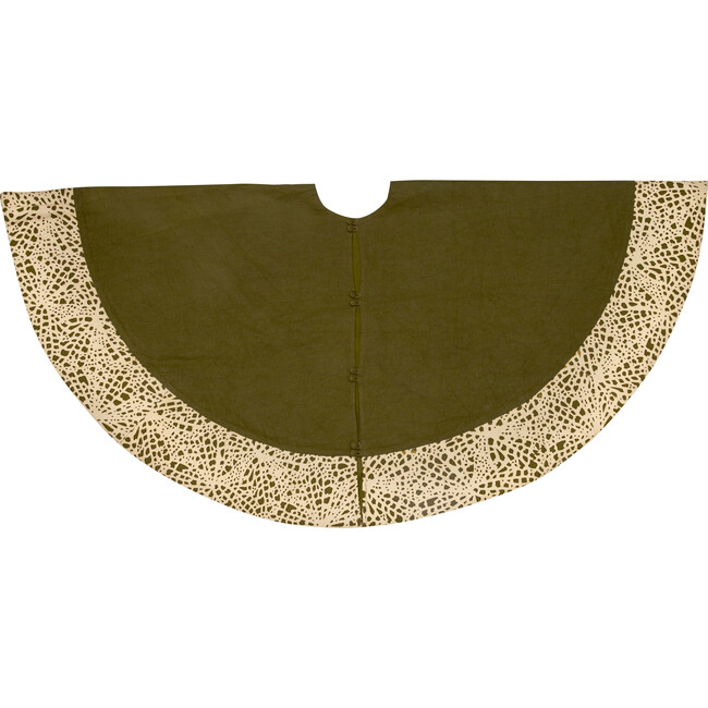 Laser Cut Border  Christmas Tree Skirt- Green and Cream - Tree Skirts - 2