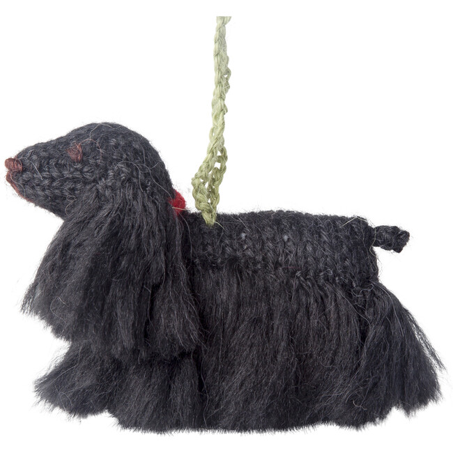 Black Cocker Spaniel Dog Hand Knit Christmas Ornament