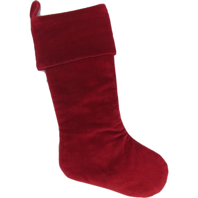 Classic Garnet Red Velvet Handmade Christmas Stocking- 20"