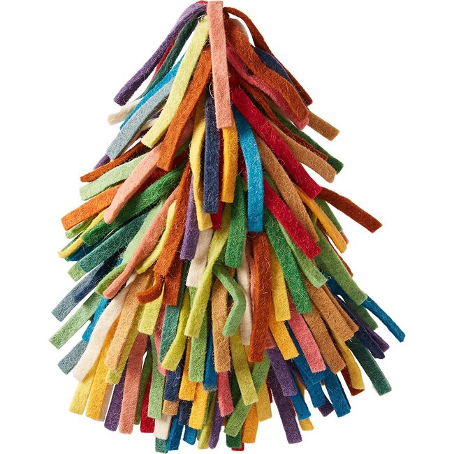 Handmade Hand Felted Wool Christmas Tree Topper - Multicolor Fringe