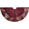 Handmade Christmas Tree Skirt 60", Hand Beaded Sequins on Burgundy Velvet - Tree Skirts - 1 - thumbnail