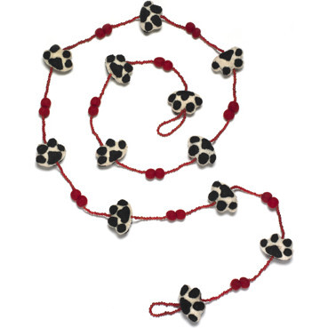 Paw Garland, Cream, Red, and Black